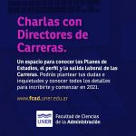 Lee más sobre el artículo Ciclo de charlas con Directores de Carreras 9 y 10 de septiembre de 2020