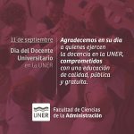 Lee más sobre el artículo 11 de septiembre «Día del Docente Universitario de la UNER»