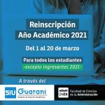 Lee más sobre el artículo Reinscripción año académico 2021