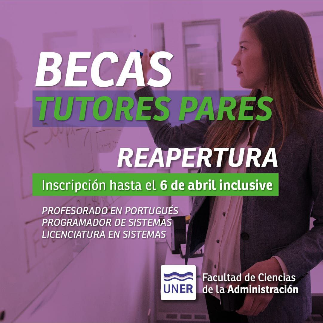 Reapertura convocatoria beca tutores pares - Facultad de Ciencias de la ...