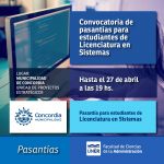 Lee más sobre el artículo Convocatoria de pasantías de la Municipalidad de Concordia para estudiantes de Licenciatura en Sistemas.