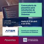 Lee más sobre el artículo Convocatoria de pasantías de ATER para estudiantes de Licenciatura en Sistemas.