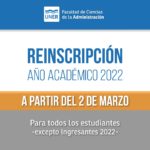 Lee más sobre el artículo Reinscripción año académico 2022
